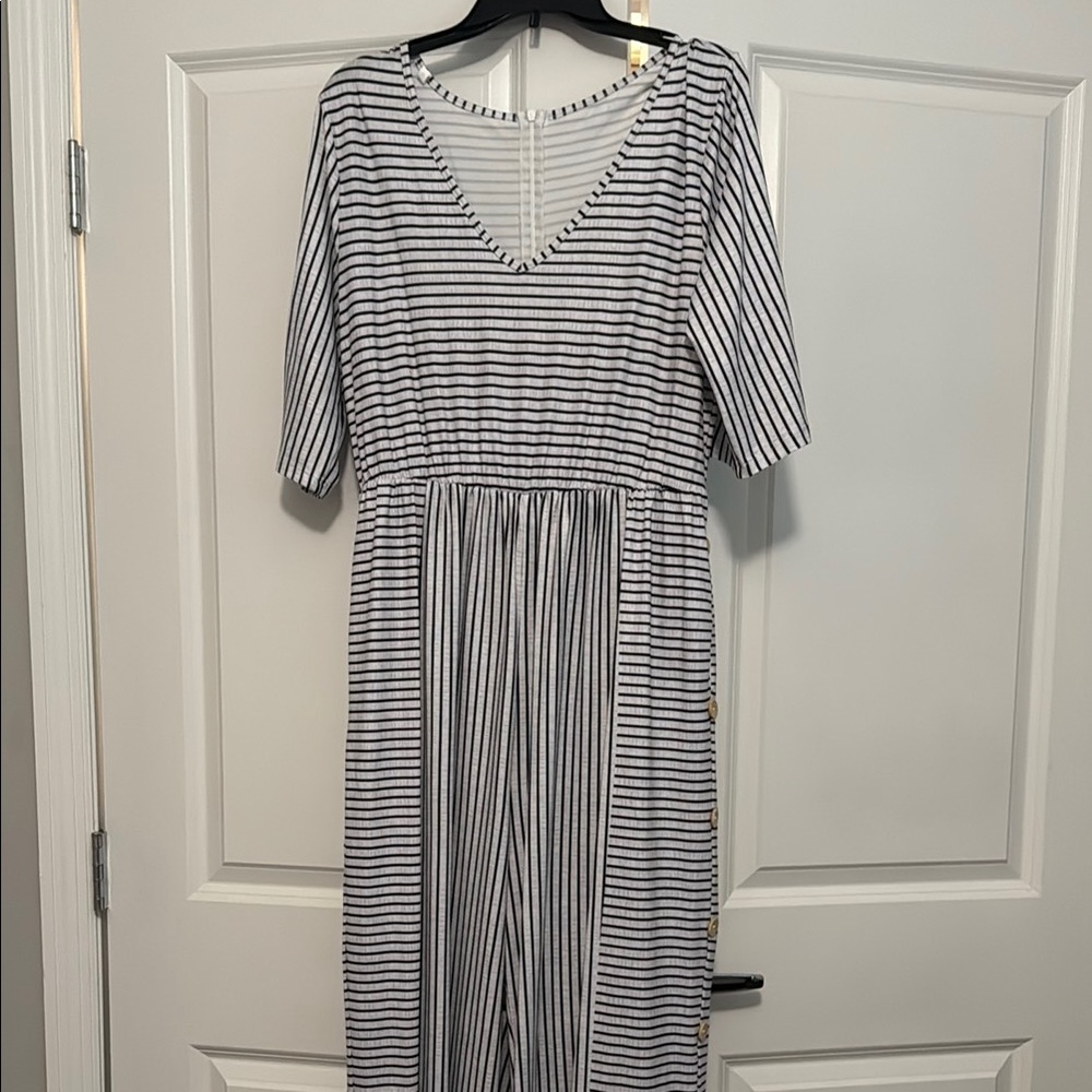 Striped Black and White jumpsuit NWOT